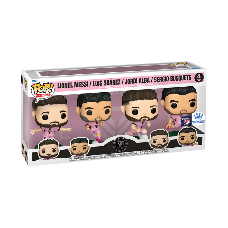 Funko Pop Futbol Inter Miami - Lionel Messi, Luis Suarez, Jordi Alba, Sergio Busquets 4 Pack