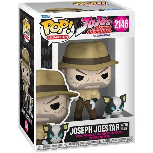 Funko Pop JoJo's Bizarre Adventure - Joseph Joestar con Iggy #2146 - Pop Hunters