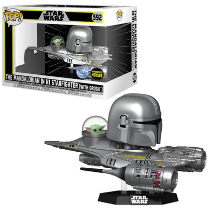 [Pre-venta] Funko Pop Star Wars - Mandalorian con Grogu en N1 Starfighter exclusivo Amazon #592