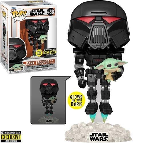 [Pre-venta] Funko Pop! The Mandalorian - Dark Trooper con Grogu exclusivo de EE (Brilla en la Oscuridad)
